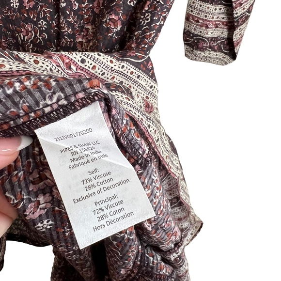 VERONICA BEARD | Kameya Floral Midi Dress Long Sleeve Boho Dark Plum Floral - Picture 4 of 6